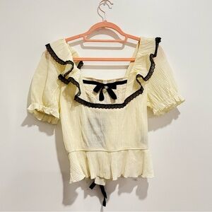 Elegant Cream Ruffled Women's Top